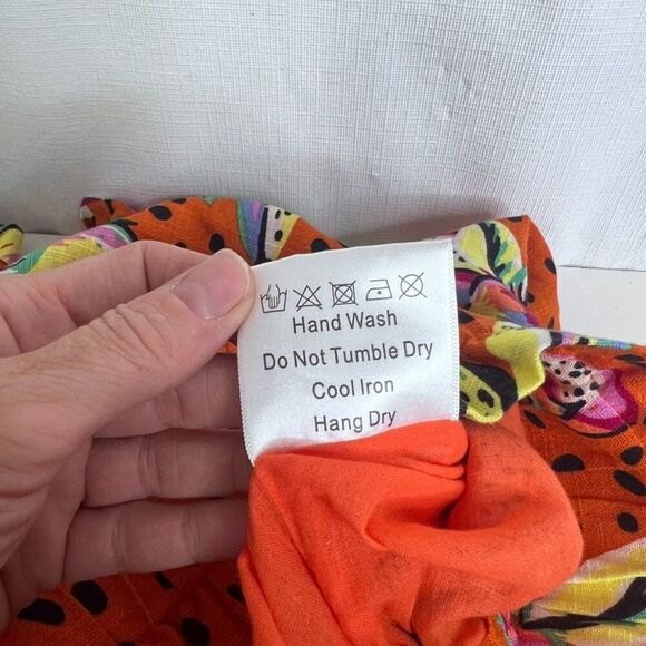 OPT Two Piece Linen Blend Set Top & Shorts Hawaiian Floral Polka Dot Print S/M* - Picture 14 of 15